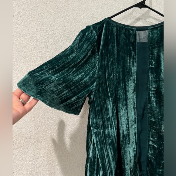 Anthropologie Maeve Green Gem Velvet Oversized Short Sleeve Blouse Top Size S - Picture 10 of 14